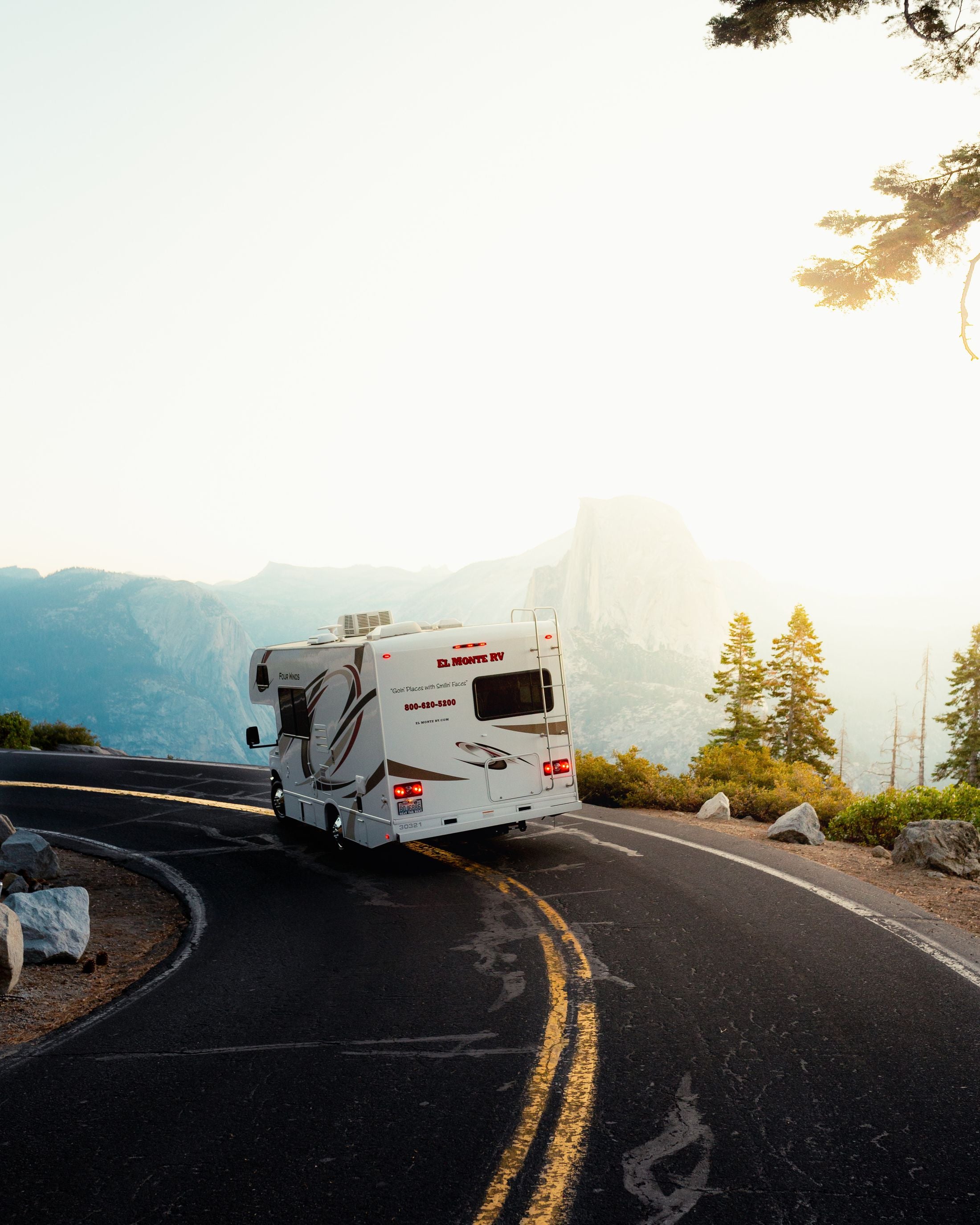 RV traveling through Yosemite