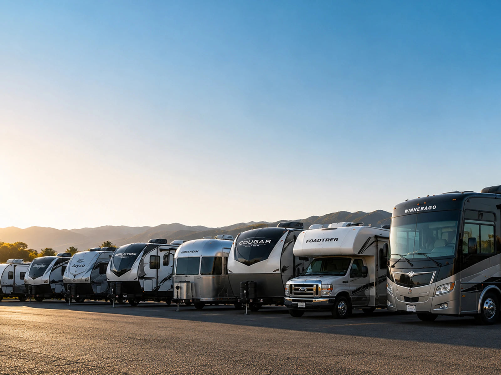 Multiple RV categories parked together